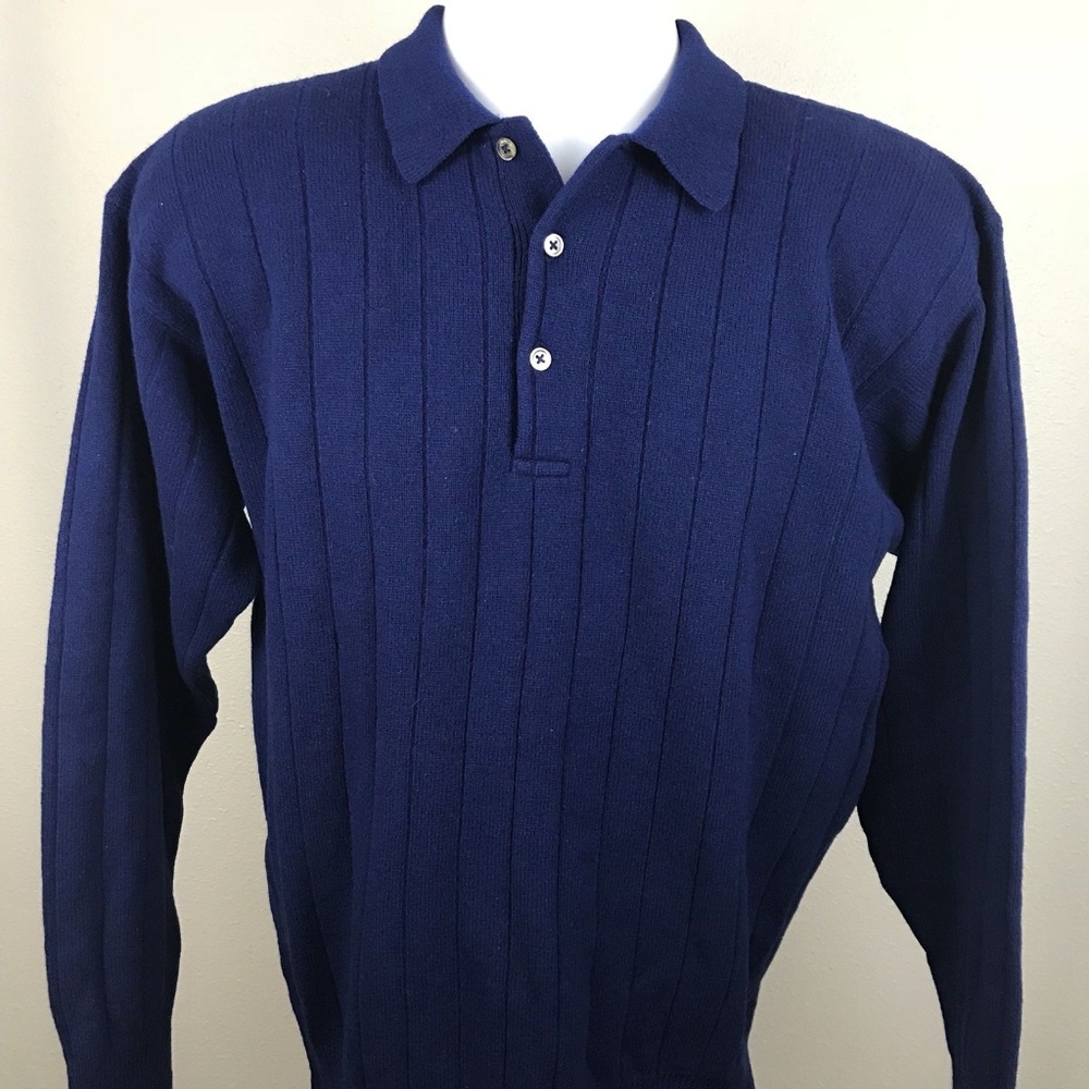 Vintage Nordstrom Lambswool Polo Sweater - Picture 1 of 7